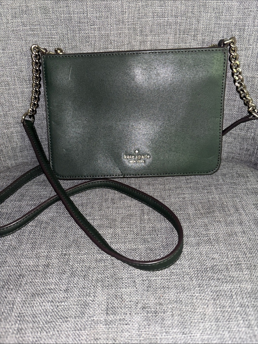 kate spade Dark Green Leather Chain Crossbody Bag